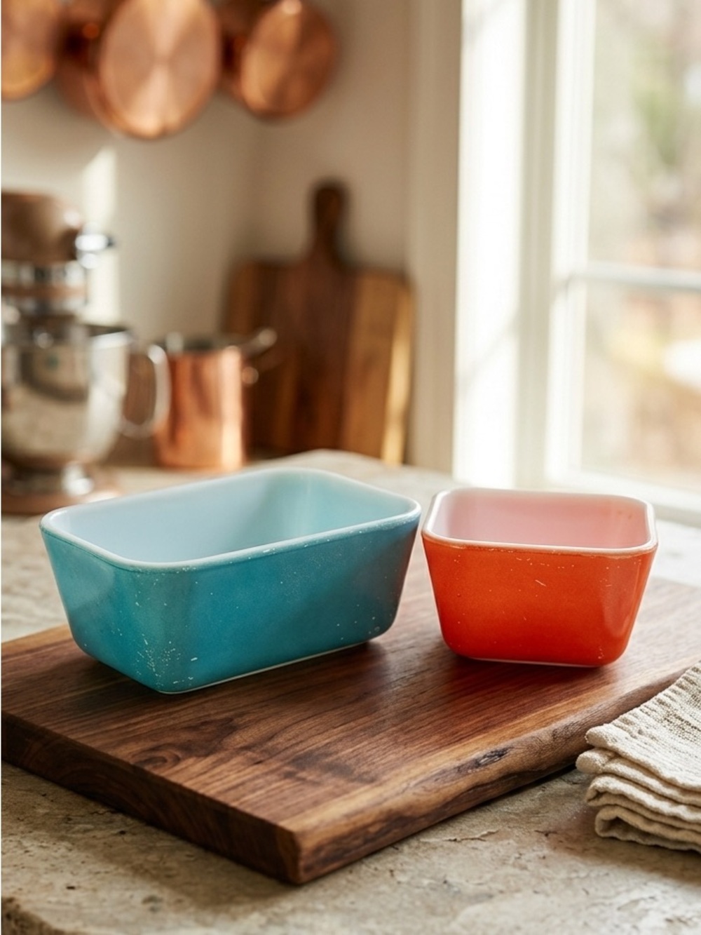 Vintage Pyrex Blue & Red Fridgie Storage Containers Oven Safe